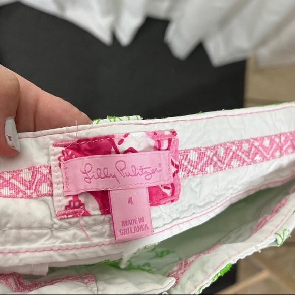 Lilly Pulitzer butterfly green embroidered cropped white pants - Picture 6 of 8